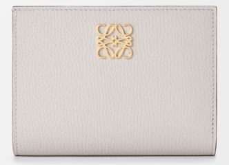 Anagram compact wallet in pebble grained calfskin