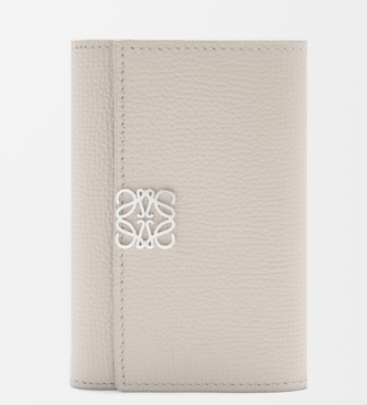 Anagram small vertical wallet in pebble grained calfskin