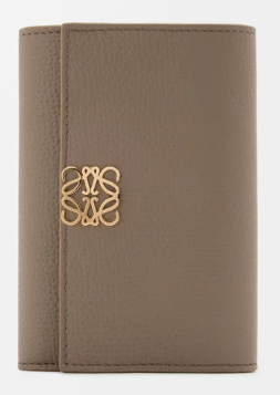 Anagram small vertical wallet in pebble grained calfskin