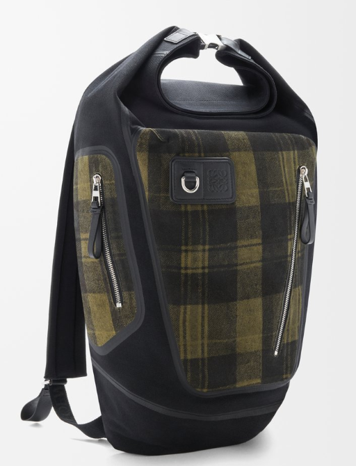 Flex roll-top backpack in canvas and brushed suede