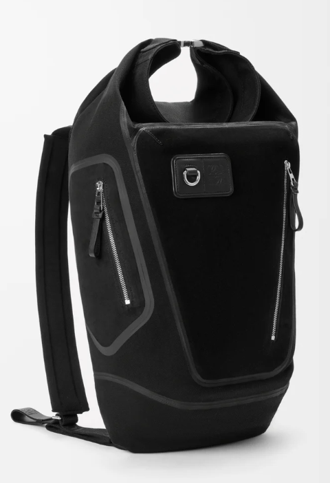 Flex roll-top backpack in canvas and suede