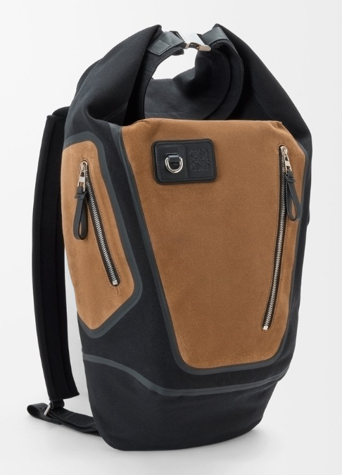 Flex roll-top backpack in canvas and suede